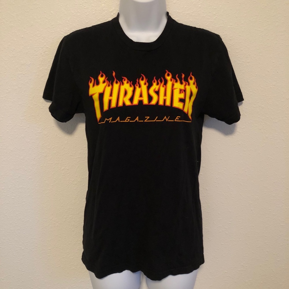 women’s black thrasher t-shirt